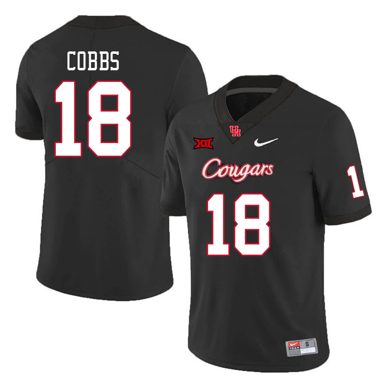 Men #18 Joshua Cobbs Houston Cougars Big 12 XII College Football Jerseys Stitched-Black